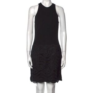 Carmen Marc Valvo Vintage Size 10 Black Lace Mini Sheath Cocktail Dress